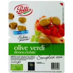 Green Pitted Olives in tray Polli 